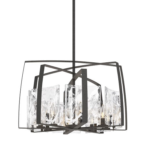 ARC 8 LIGHT PENDANT BY HUBBARDTON FORGE, FINISH: NATURAL IRON, CLEAR GLASS,   | CASA DI LUCE LIGHTING