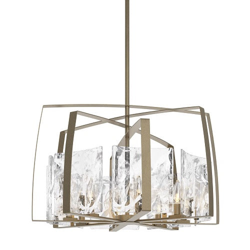 ARC 8 LIGHT PENDANT BY HUBBARDTON FORGE, FINISH: SOFT GOLD, CLEAR GLASS,   | CASA DI LUCE LIGHTING