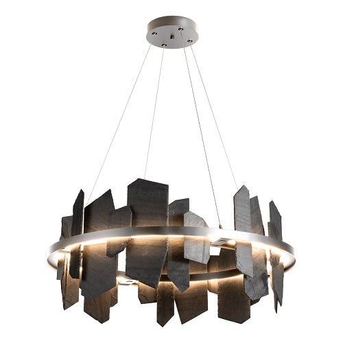 ARDESIA CIRCULAR LED PENDANT BY HUBBARDTON FORGE, FINISH: STERLING; ACCENT SLATE, | CASA DI LUCE LIGHTING