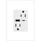 White Adorne 15A Tamper Resistant Ultra Fast USB Type A/C Outlet by Legrand Adorne
