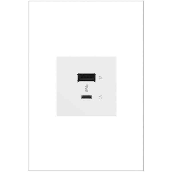 White Adorne Ultra Fast USB Type A/C Outlet by Legrand Adorne