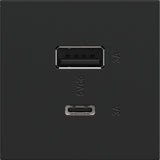 Black Adorne Ultra Fast USB Type A/C Outlet by Legrand Adorne