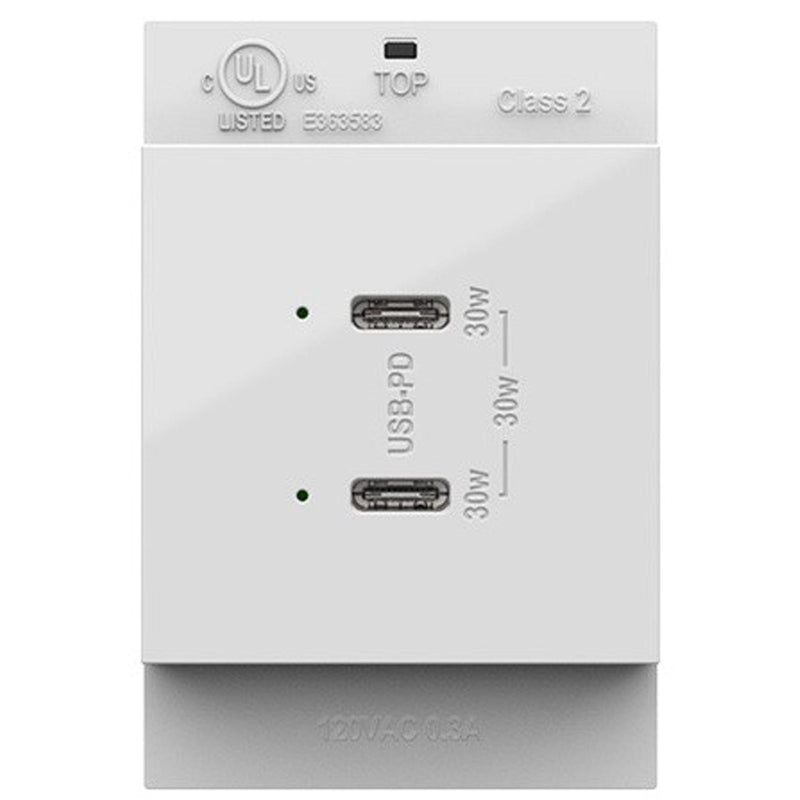 White Adorne Ultra Fast Plus Power Delivery USB Type CC Outlet by Legrand Adorne