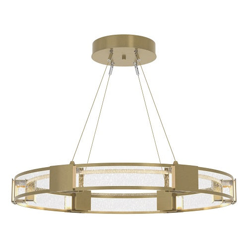 AURA SUSPENSION BY HUBBARDTON FORGE, FINISH: MODERN BRASS; SEEDED CLEAR GLASS, | CASA DI LUCE LIGHTING