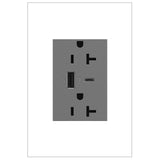 Adorne 20A Tamper Resistant Ultra Fast USB Type AC Outlet Magnesium