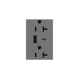 Adorne 20A Tamper Resistant Ultra Fast USB Type AC Outlet Magnesium Detailed View