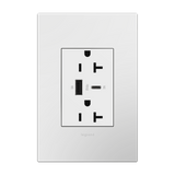 Adorne 20A Tamper Resistant Ultra Fast USB Type AC Outlet White Finish
