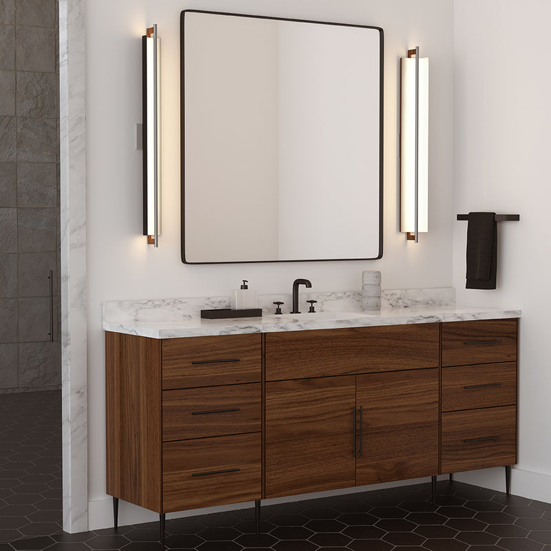 Allavo Vanity Light By Cerno, Size: Large, Finish Textured Black, Color: Walnut