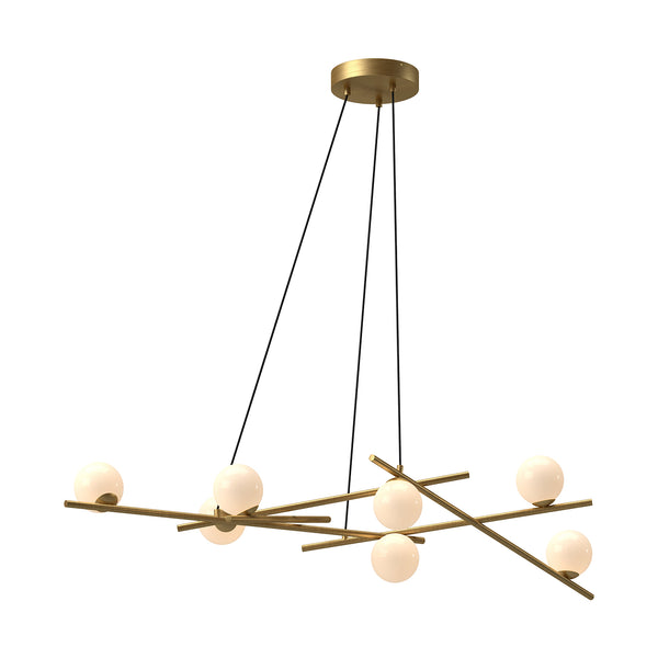 Amara Linear Suspension by Kuzco - Brushed Gold/Glossy Opal Glass