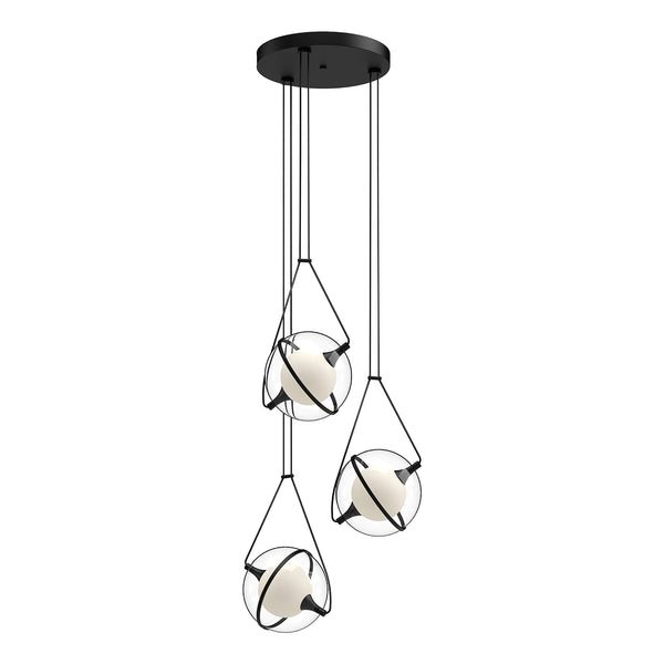 Aries 3-Light Chandelier by Kuzco - Black, Small in white background