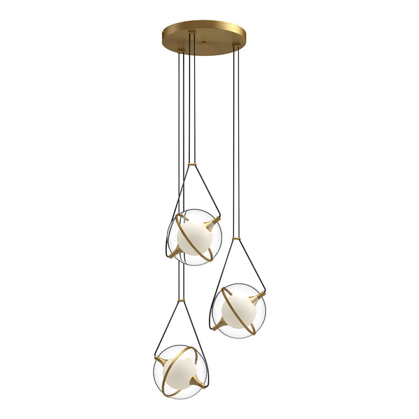 Aries 3-Light Chandelier by Kuzco - Brushed Gold, Small in white background