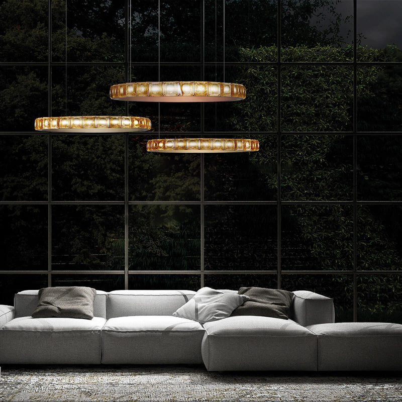 Aura Suspension Lamp by Italamp, Size: Small, Color: Krek Amber,  | Casa Di Luce Lighting