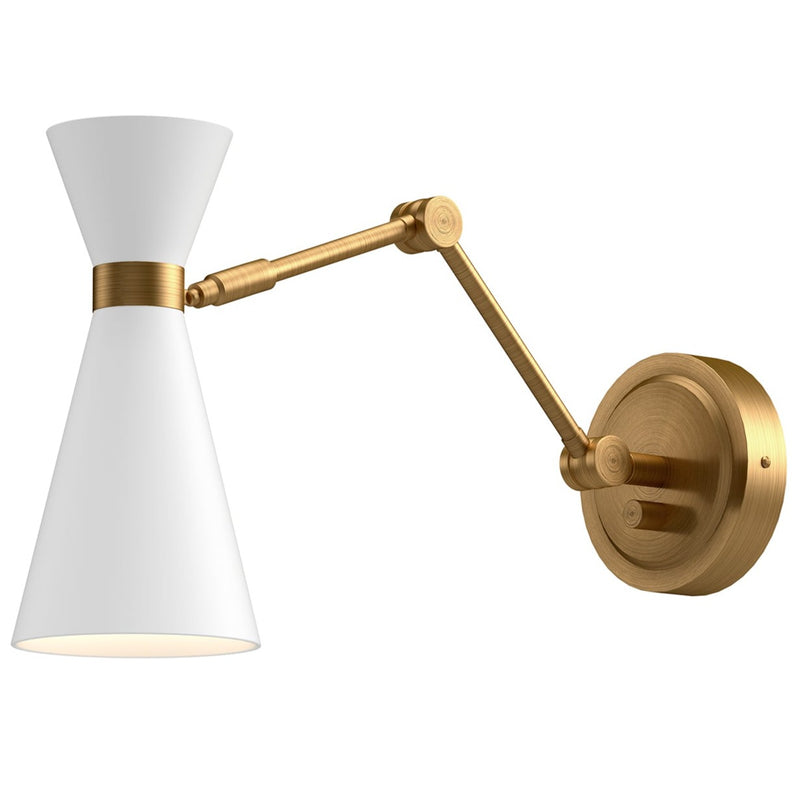 Blake Articulating Wall Sconce By Alora, Finish: Aged Gold / White