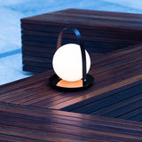Bola Lantern Table Lamp by Pablo, Finish: Black-Matte Black, Black-Brass, Black-Gunmetal, Tan-Matte Black, Tan-Brass, Tan-Chrome, ,  | Casa Di Luce Lighting