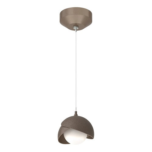 BROOKLYN DOUBLE SHADE LOW VOLTAGE MINI PENDANT BY HUBBARDTON FORGE, FINISH: BRONZE; ACCENT BRONZE, OPAL GLASS, | CASA DI LUCE LIGHTING