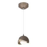 BROOKLYN DOUBLE SHADE LOW VOLTAGE MINI PENDANT BY HUBBARDTON FORGE, FINISH: BRONZE, ACCENT: SOFT GOLD, OPAL GLASS, | CASA DI LUCE LIGHTING