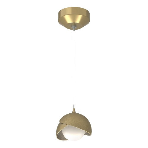 BROOKLYN DOUBLE SHADE LOW VOLTAGE MINI PENDANT BY HUBBARDTON FORGE, FINISH: MODERN BRASS; ACCENT: MODERN BRASS, OPAL GLASS, | CASA DI LUCE LIGHTING