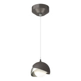 BROOKLYN DOUBLE SHADE LOW VOLTAGE MINI PENDANT BY HUBBARDTON FORGE, FINISH: OIL RUBBED BRONZE, ACCENT: STERLING, OPAL GLASS, | CASA DI LUCE LIGHTING
