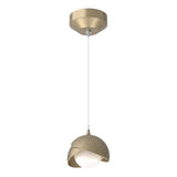 BROOKLYN DOUBLE SHADE LOW VOLTAGE MINI PENDANT BY HUBBARDTON FORGE, FINISH: SOFT GOLD, ACCENT: SOFT GOLD, OPAL GLASS, | CASA DI LUCE LIGHTING