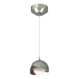 BROOKLYN DOUBLE SHADE LOW VOLTAGE MINI PENDANT BY HUBBARDTON FORGE, FINISH: STERLING, ACCENT: BRONZE, OPAL GLASS, | CASA DI LUCE LIGHTING