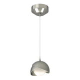 BROOKLYN DOUBLE SHADE LOW VOLTAGE MINI PENDANT BY HUBBARDTON FORGE, FINISH: STERLING, ACCENT: STERLING, OPAL GLASS, | CASA DI LUCE LIGHTING