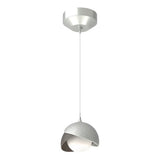 BROOKLYN DOUBLE SHADE LOW VOLTAGE MINI PENDANT BY HUBBARDTON FORGE, FINISH: VINTAGE PLATINUM, ACCENT: DARK SMOKE, OPAL GLASS, | CASA DI LUCE LIGHTING
