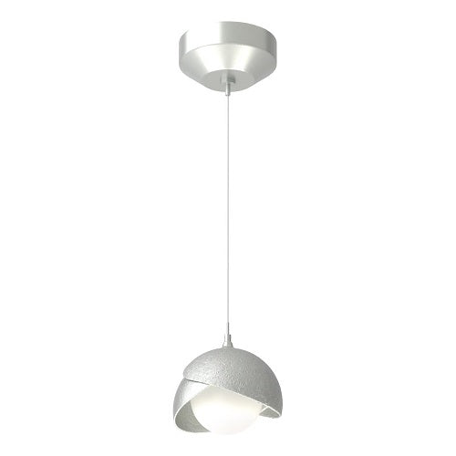 BROOKLYN DOUBLE SHADE LOW VOLTAGE MINI PENDANT BY HUBBARDTON FORGE, FINISH: VINTAGE PLATINUM, ACCENT: VINTAGE PLATINUM, OPAL GLASS, | CASA DI LUCE LIGHTING