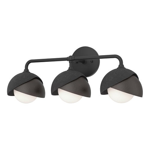 BROOKLYN WALL LIGHT BY HUBBARDTON FORGE, FINISH: BLACK, ACCENT: OIL RUBBED BRONZE, OPAL GLASS, | CASA DI LUCE LIGHTING