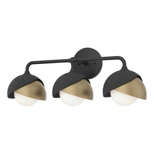 BROOKLYN WALL LIGHT BY HUBBARDTON FORGE, FINISH: BLACK, ACCENT: SOFT GOLD, OPAL GLASS, | CASA DI LUCE LIGHTING