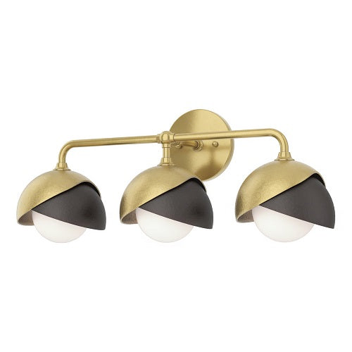 BROOKLYN WALL LIGHT BY HUBBARDTON FORGE, FINISH: MODERN BRASS, ACCENT: OIL RUBBED BRONZE, OPAL GLASS, | CASA DI LUCE LIGHTING