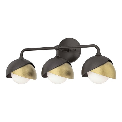 BROOKLYN WALL LIGHT BY HUBBARDTON FORGE, FINISH: OIL RUBBED BRONZE, ACCENT: MODERN BRASS, OPAL GLASS, | CASA DI LUCE LIGHTING