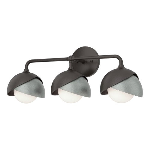 BROOKLYN WALL LIGHT BY HUBBARDTON FORGE, FINISH: OIL RUBBED BRONZE, ACCENT: VINTAGE PLATINUM, OPAL GLASS, | CASA DI LUCE LIGHTING