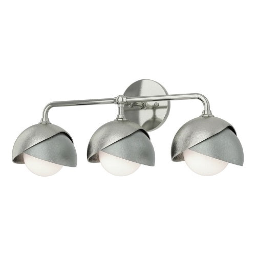 BROOKLYN WALL LIGHT BY HUBBARDTON FORGE, FINISH: STERLING, ACCENT: VINTAGE PLATINUM, OPAL GLASS, | CASA DI LUCE LIGHTING