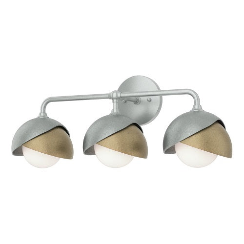 BROOKLYN WALL LIGHT BY HUBBARDTON FORGE, FINISH: VINTAGE PLATINUM, ACCENT: SOFT GOLD, OPAL GLASS, | CASA DI LUCE LIGHTING