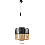 Bamboo Square Pendant Light By Forestier, Size: Large, Finish: Black