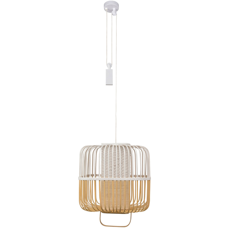Bamboo Square Pendant Light By Forestier, Size: Large, Finish: White