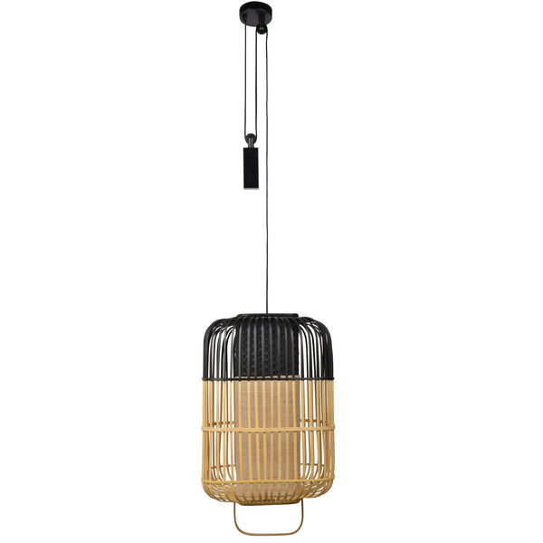 Bamboo Square Pendant Light By Forestier, Size: Medium, Finish: Black