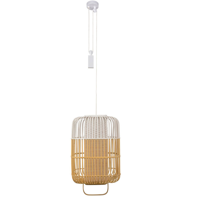 Bamboo Square Pendant Light By Forestier, Size: Medium, Finish: White
