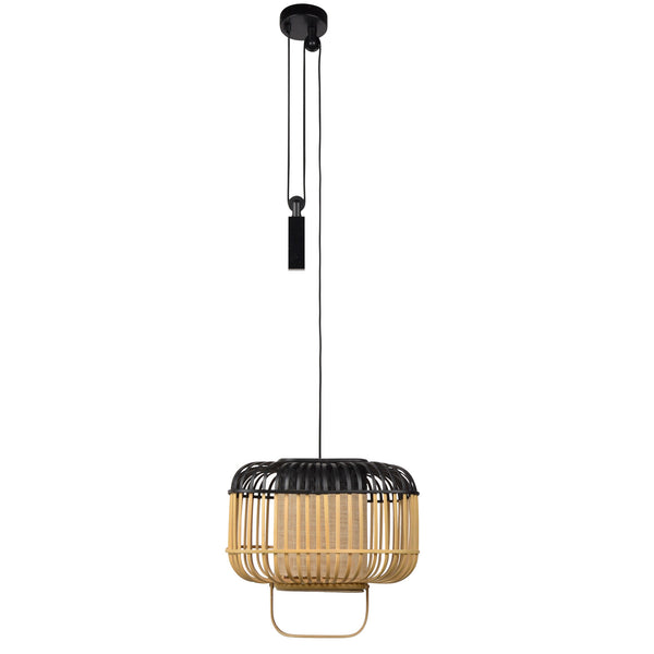 Bamboo Square Pendant Light By Forestier, Size: Small, Finish: Black