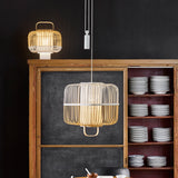 Bamboo Square Pendant Light By Forestier, Size: Medium, Finish: White
