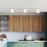Birch Ceiling Light by Kuzco - Black/Clear, white canopy fixed in kitchen