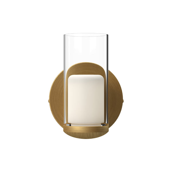 Birch Wall Light by Kuzco - Brushed Gold/Clear front view