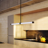 Blade Linear Pendant by Kuzco - Black, Single hanging in kitchen