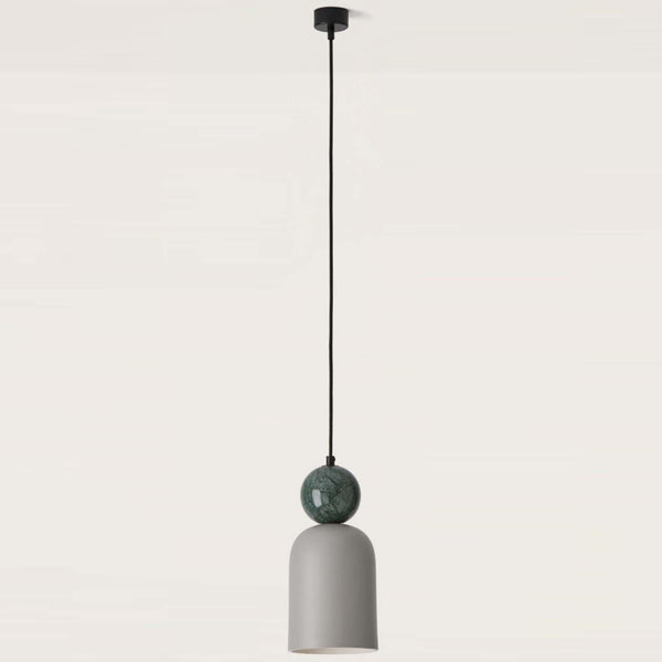 Matt Black-Green Marble Bell Pendant Light by Aromas Del Campo