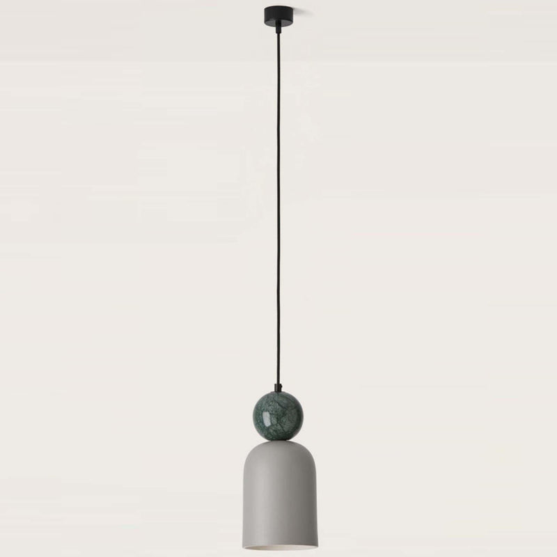 Matt Black-Green Marble Bell Pendant Light by Aromas Del Campo