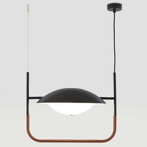 Matt Black and Brown Leather Wong Pendant Light by Aromas Del Campo