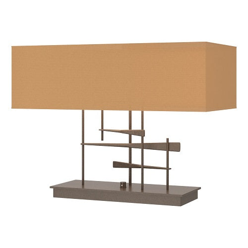 CAVALETTI TABLE LAMP BY HUBBARDTON FORGE, FINISH: BRONZE; SHADE: DOESKIN SUEDE, | CASA DI LUCE LIGHTING