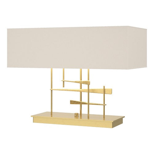 CAVALETTI TABLE LAMP BY HUBBARDTON FORGE, FINISH: MODERN BRASS; SHADE: FLAX, | CASA DI LUCE LIGHTING