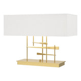CAVALETTI TABLE LAMP BY HUBBARDTON FORGE, FINISH: MODERN BRASS; SHADE: NATURAL ANNA, | CASA DI LUCE LIGHTING