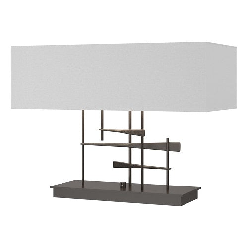 CAVALETTI TABLE LAMP BY HUBBARDTON FORGE, FINISH: OIL RUBBED BRONZE; SHADE: LIGHT GREY, | CASA DI LUCE LIGHTING